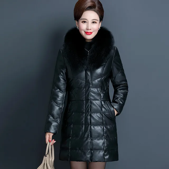 Women Winter Down Coat 2018 Mid Long 40 50 Years Old New Ladies