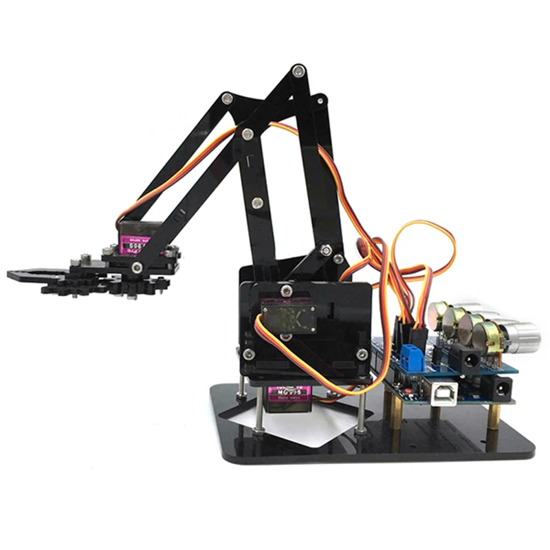 

Newest DIY 4DOF Robot Arm 4 Axis Rotating Mechanical Robot Arm With A rduino UNO R3 4PCS Servo For RC Robot Toys Gift