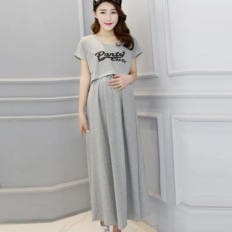 Buy Pregnancy Nurse Wear Long Lactation Clothing Grey