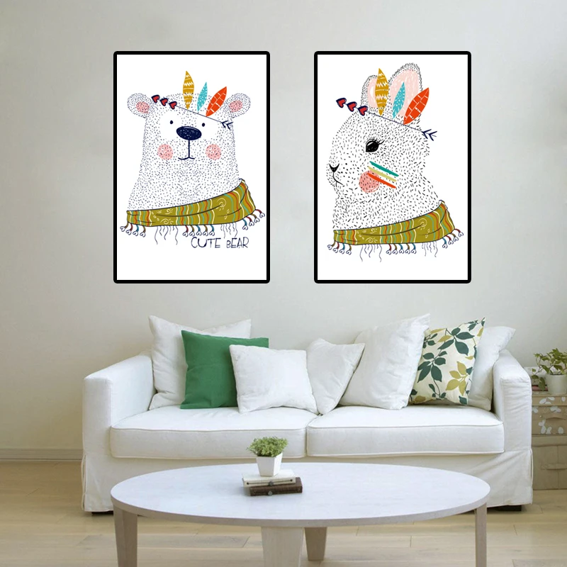 Home Wall Art Decor chickens and rabbits Oil Painting Printed On Canvas III