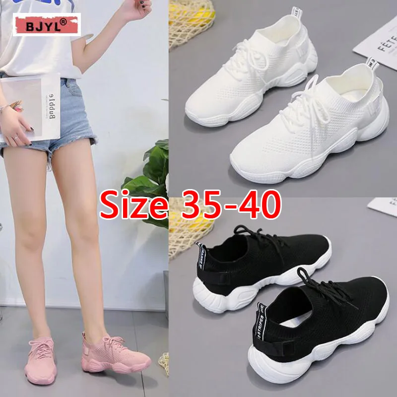 

BJYL tenis feminino sneakers womens shoes Sports casual women's shoes 2019 lace net round head flat running shoes summer