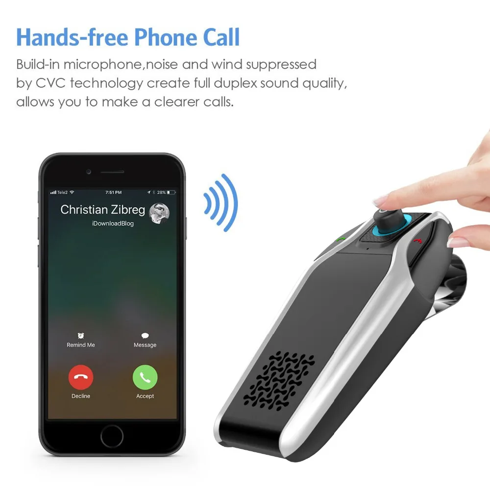 JINSERTA Bluetooth автомобильный комплект громкой связи беспроводной динамик телефон MP3