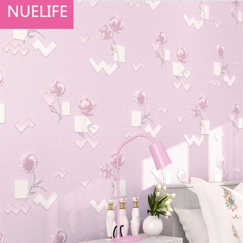 

2pcs 0.53x`10m Pastoral flower pattern non - woven wallpaper bedroom living room TV background children 's room wallpaper