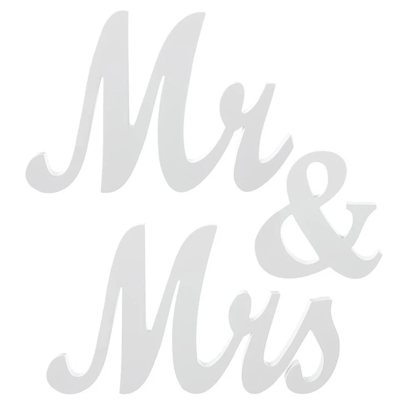 3Pcs/set Wooden MR & MRS Wedding Signs Gold Wooden Wedding Table Numbers Letters Decoration Valentine's Day Party Letter Sign