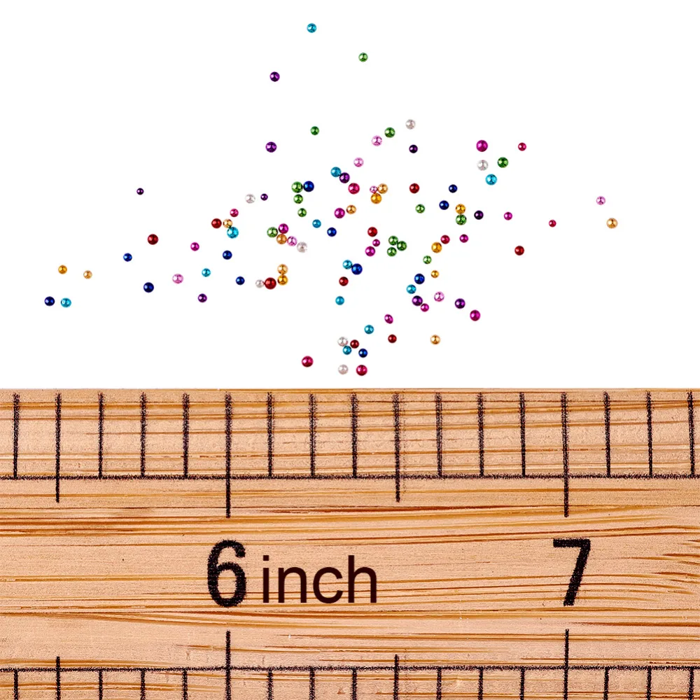 Pandahall 130g/Box 3D Rainbow Color Nail Art Decoration Glass Beads Colorful Tiny Mini Ball Caviar Pearl Micro Bead 0.6~0.8mm| |