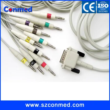 

10pcs/lot Compatibe New for Philips(HP) M1772A,M3703C, M2462A One-piece 10 leads EKG cable Banana 4.0 with CE approved