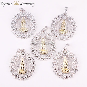 

5PCS Dark Silver Color Jewelry for Mens with CZ Micro Pave Oval shaped Jesus Charm Pendant hip hop jewelry
