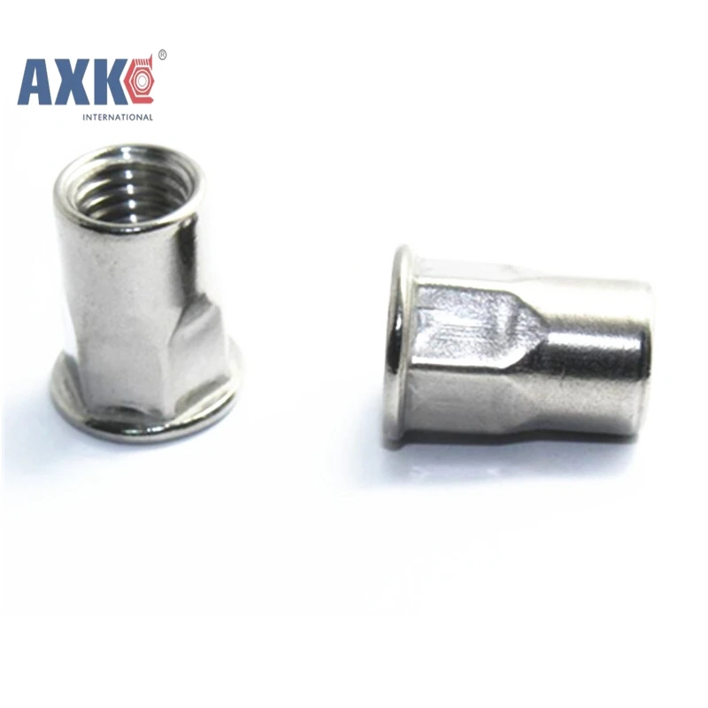 10Pcs M3 M4 M5 M6 A2 Stainless Steel Rivnut Flat Head Hex Rivet Insert