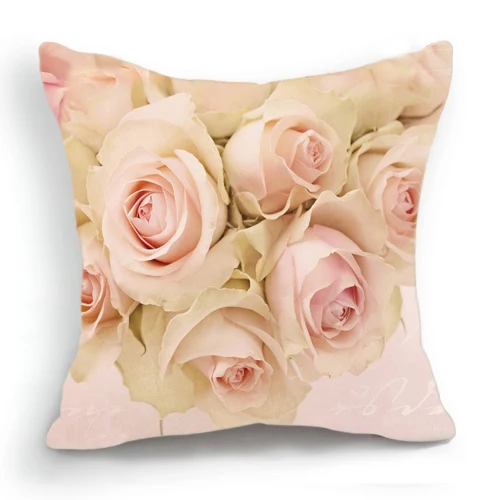 fresh rose floral cushion covers 45x45cm cotton linen flowers pillow