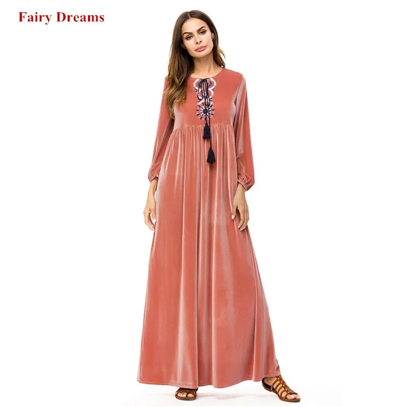 Абая для женщин бархат мусульманское платье кафтан в турецком арабском стиле