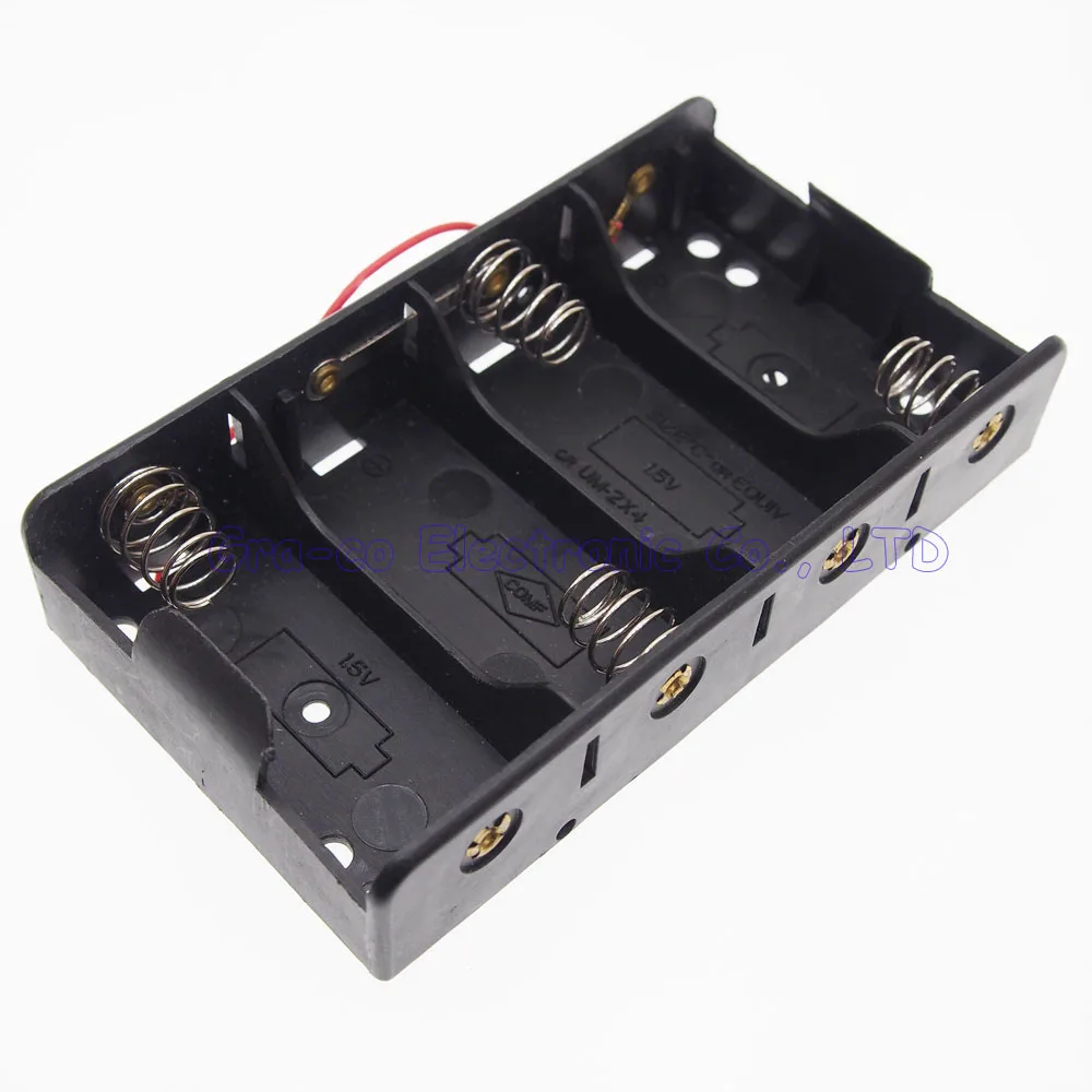 2pcs 4 Pack C Size Battery Case Holder 4 X 1.5v Battery Storage Box With Wire Size C Battery