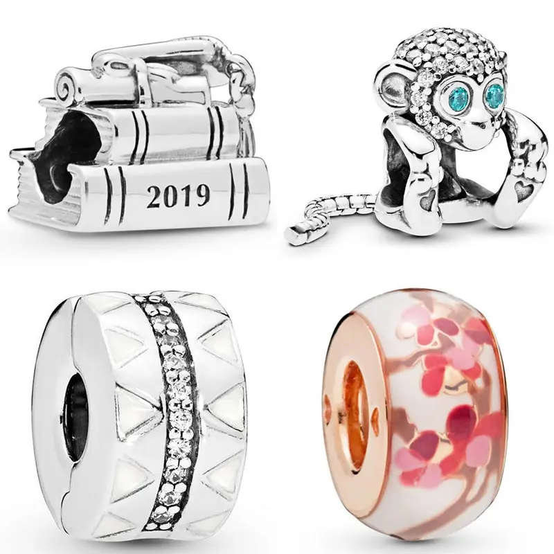 

Sparkling Monkey Graduation Cap Book Scroll Jagged Lines Clip Beads Fit Pandora Bracelet 925 Sterling Silver Charm Diy Jewelry