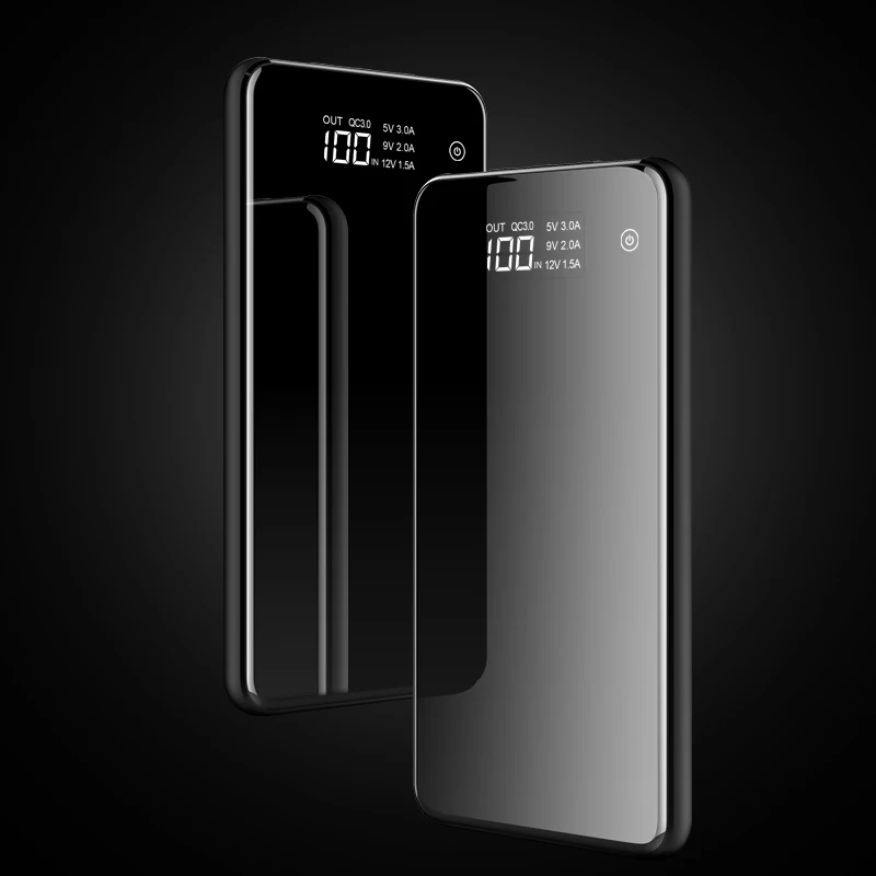 

10000 mAh LED Digital Display Power Bank USB Type-C Mirror Powerbank Charger External Battery For iphone xs max xiaomi mi9