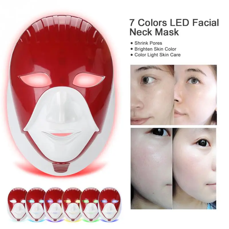 

7 Colors LED Facial Neck Mask Anti-Wrinkle Beauty Device LED Photon Mask Wrinkle Acne Removal Skin Rejuvenation Beauty Mask