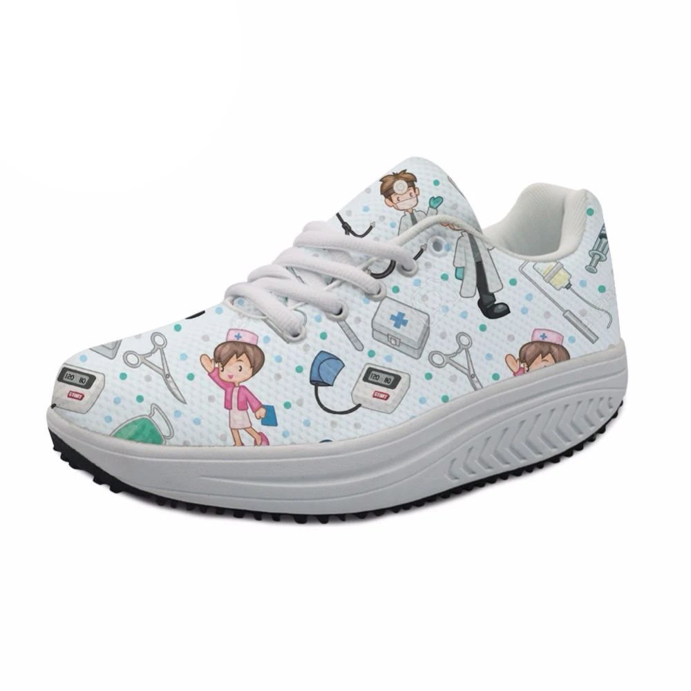 

NOIDYDESIGNS 2018 Brand Designer Women Nursing Shoes Casual Slimming Swing Shoe Cute Nurse Print Women Platform Increasing Shoes