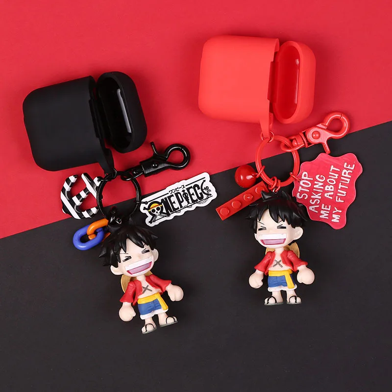 

Cute Anime ONE PIECE Q Version Monkey D. Luffy Doll Decorative Silicone Case for Apple Airpods Case Accessories Keychain Gift