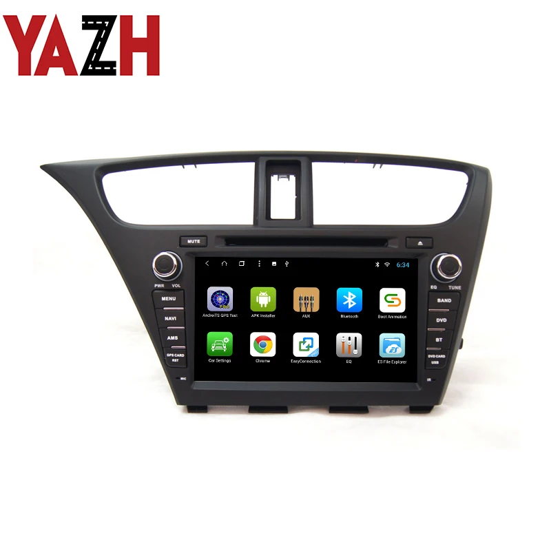 Clearance YAZH Android 9.0 Car DVD Player For Honda Civic Hatch Back 2013 2014 2015  Auto Radio iPod Bluetooth SWC AUX 32GB GPS Multimedia 1