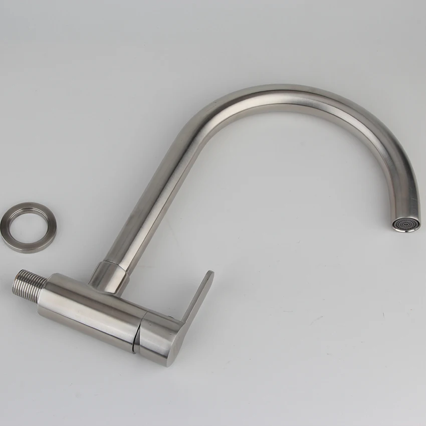 kitchen faucets wall mounted kitchen faucet 304 stainless steel kitchen sink single holder single hole brushed  kitchen taps
