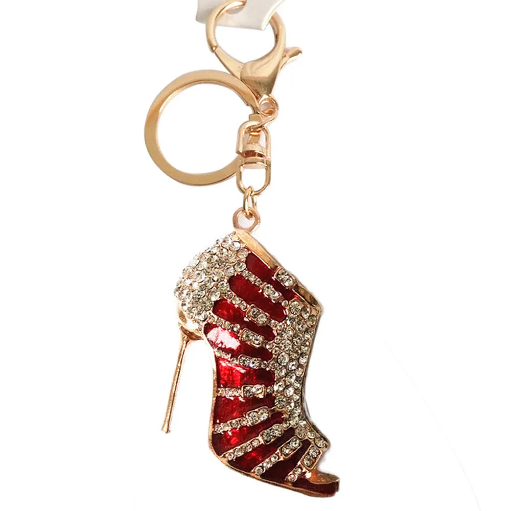 

OTOKY 2018 Hot Sale 1pcs Charm Crystal Shoe High Heel Keyring Purse Pendant Bag Key Chain For Gift Dropshipping Apr10