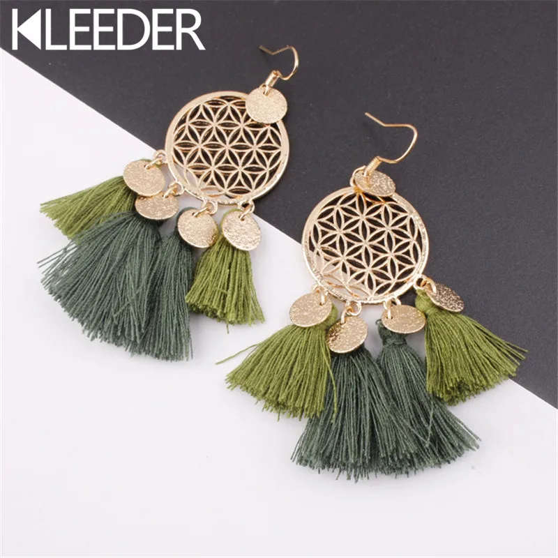 

KLEEDER 2019 Bohemian Ethnic Sequins Tassel Drop Earrings for Women Fashion Jewelry Dreamatcher Boho Wedding Earring oorbellen