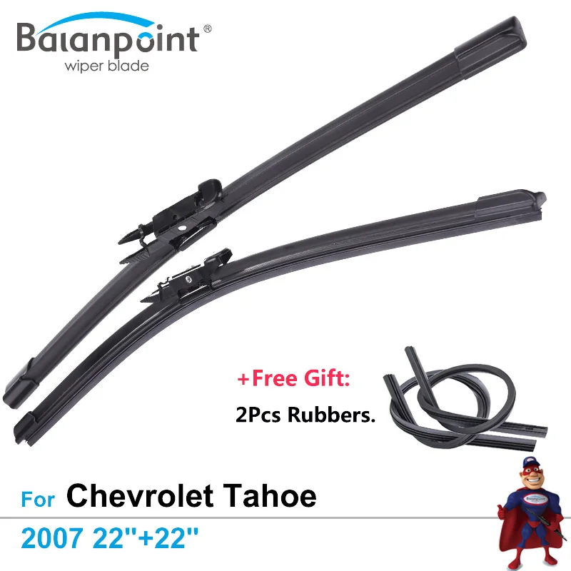 2Pcs Wiper Blades + 2Pcs Free Rubbers for Chevrolet Tahoe 2007 22"+22", Windshield Wipers Sale 2007 Chevy Express Van Windshield Wiper Size