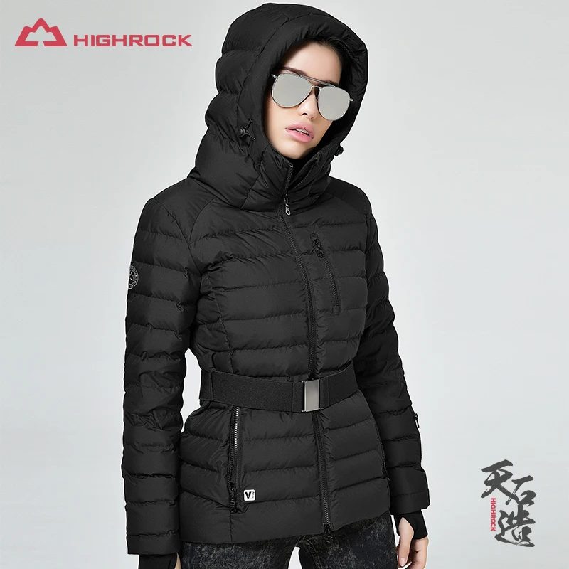 

HIGHROCK 2018 women winter 700FP goose down hooded jacket warm coats thermal down jackets female outdoor ski hiking jacket