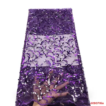 

Multi colour embroidery african Guipure tulle net mesh lace fabric with Sequins for evening dress/wedding f190716