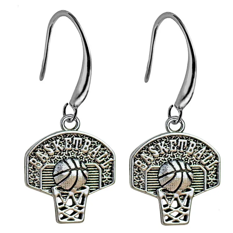 

Basketball Drop Earring Sports Jewelry for Women Rhodium Plated Ball Earring Personality Cloth Accessories