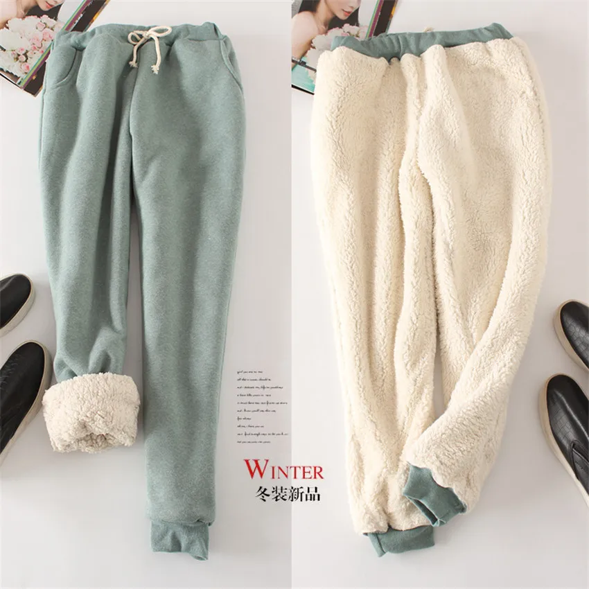 

2018 Winter Loose Women Cashmere Pant Lady High Waist Long Pant Female Big Size Warm Thicken Pants Harem Trousers Outwear WZ570