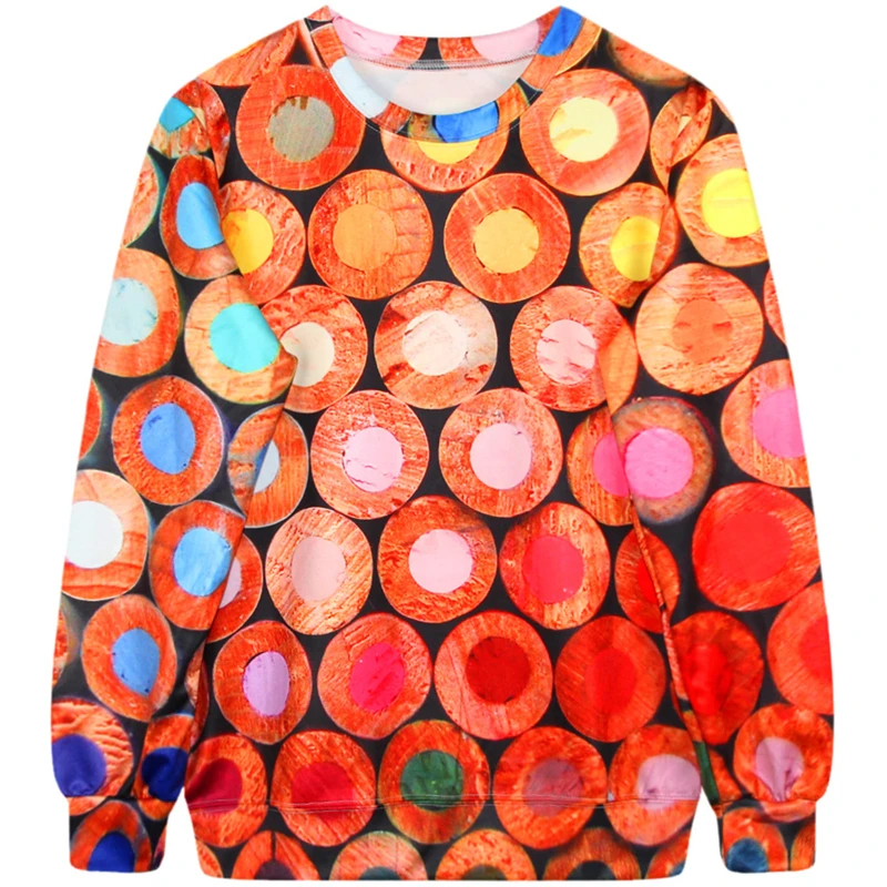 

Harajuku 3D Print Creative Colorful pencil crayons paint pen Sweatshirts Fashion Long Sleeve Girl Cartoon Hoodies Tops Pullover