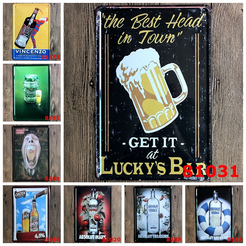 

fashion 20*30cm best wine absolut vodka beer peppar Tin Sign outdoor Wall Art decoration Bar Metal Paintings