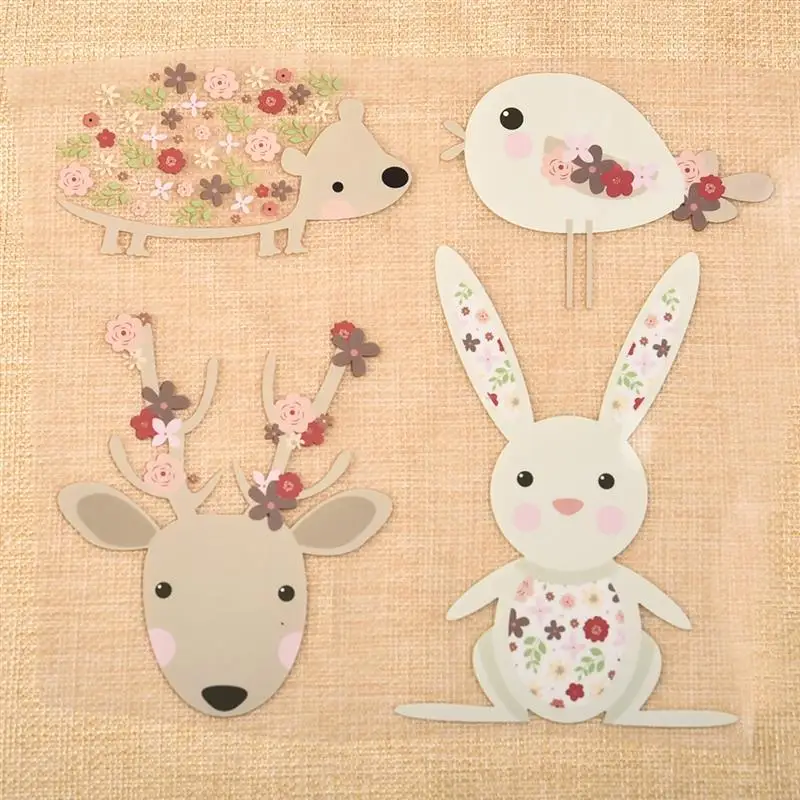 

4Pcs/Set Washable Heat Transfer Iron On Patches Animals Bird Rabbit Pattern Patches For Clothing T-Shirt Handmade Decoration