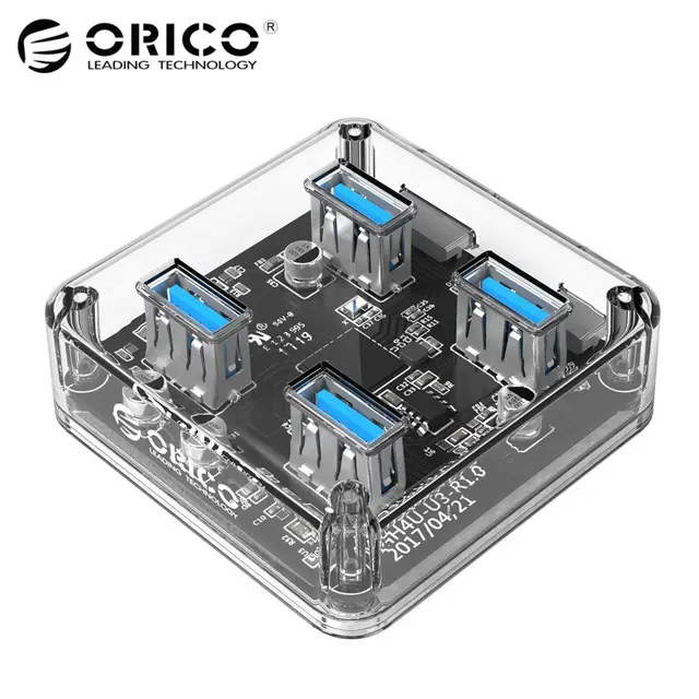 ORICO прозрачный 4 Порты USB 3,0 хаб для настольных/ноутбук с 30/100 см кабель для передачи данных Поддержка внешний Micro USB Питание
