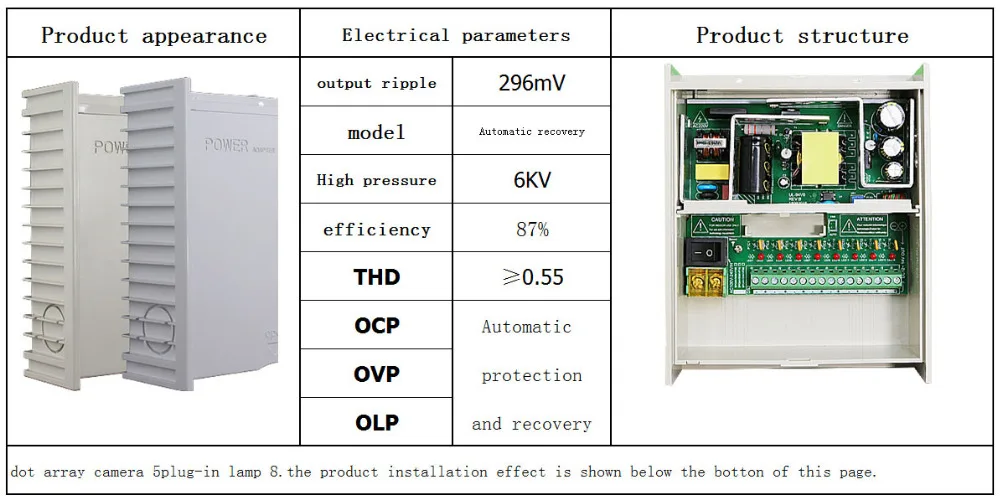 12V 5A 5000mA 60W 8 канальный открытый непромокаемый адаптер питания для камеры видеонаблюдения