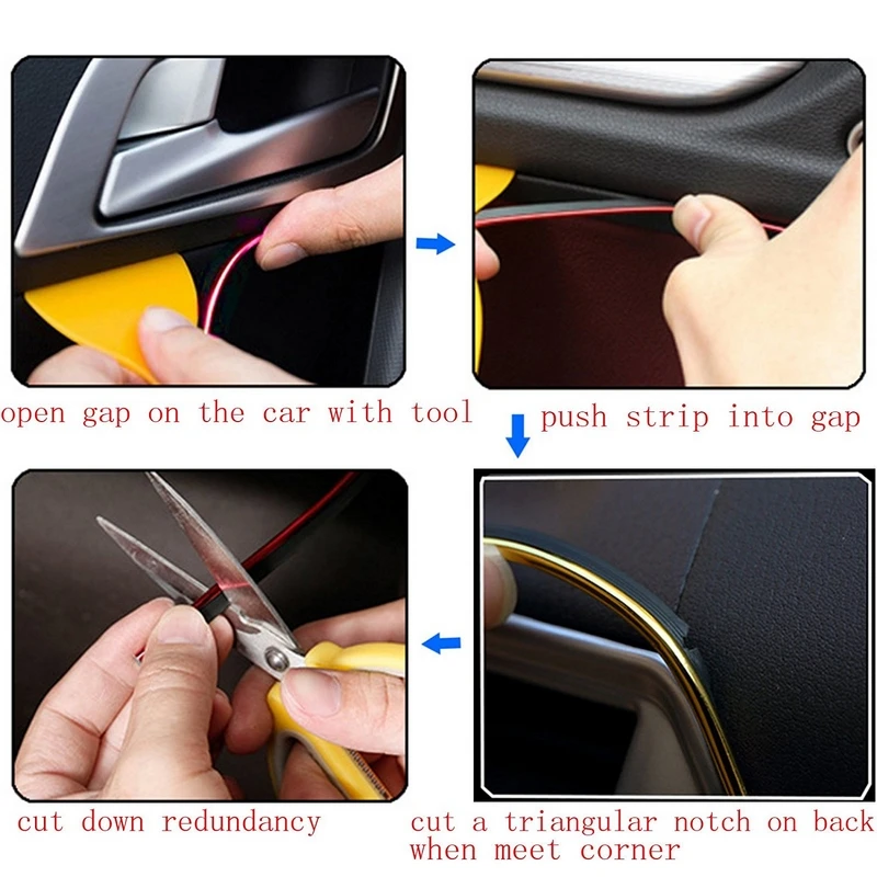 5M Car interior Decorative Sticker Interior Mouldings Trim Strip Insert Type Plating Decoration Strip DIY Stickers Car-Stylying (6)
