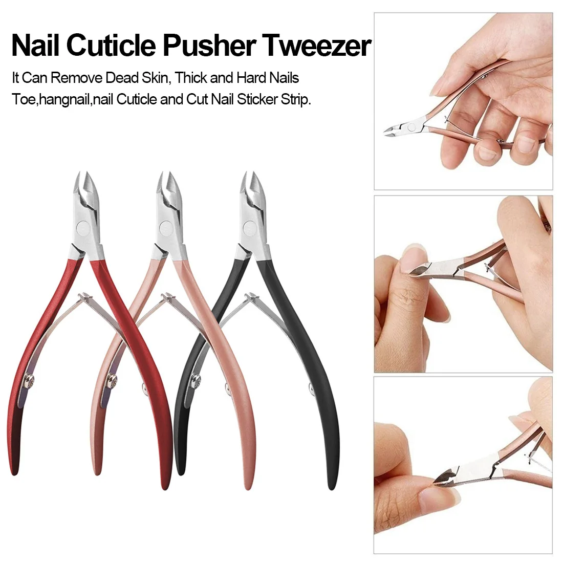 

Nail Cuticle Pusher Tweezer Cutter Nipper Clipper Dead Skin Remover Manicure Art Grooming Tool Beauty Nail Pliers