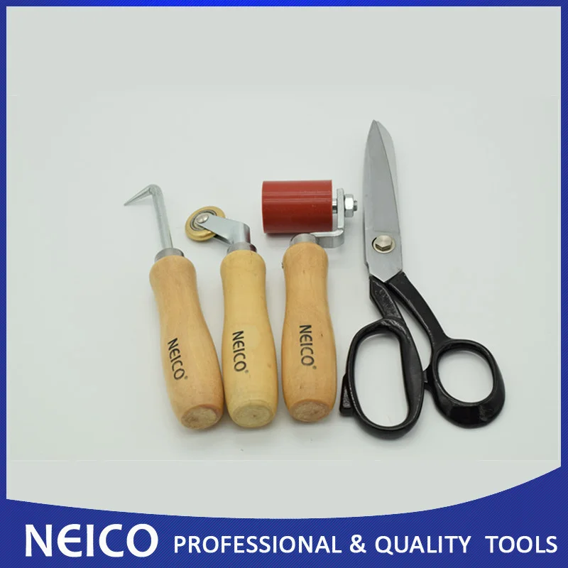 4PCS Roofing Membrane Installing Tools , Membrane Scissors ,Seam Rollers Tools Set ,Seam Tester / Probe