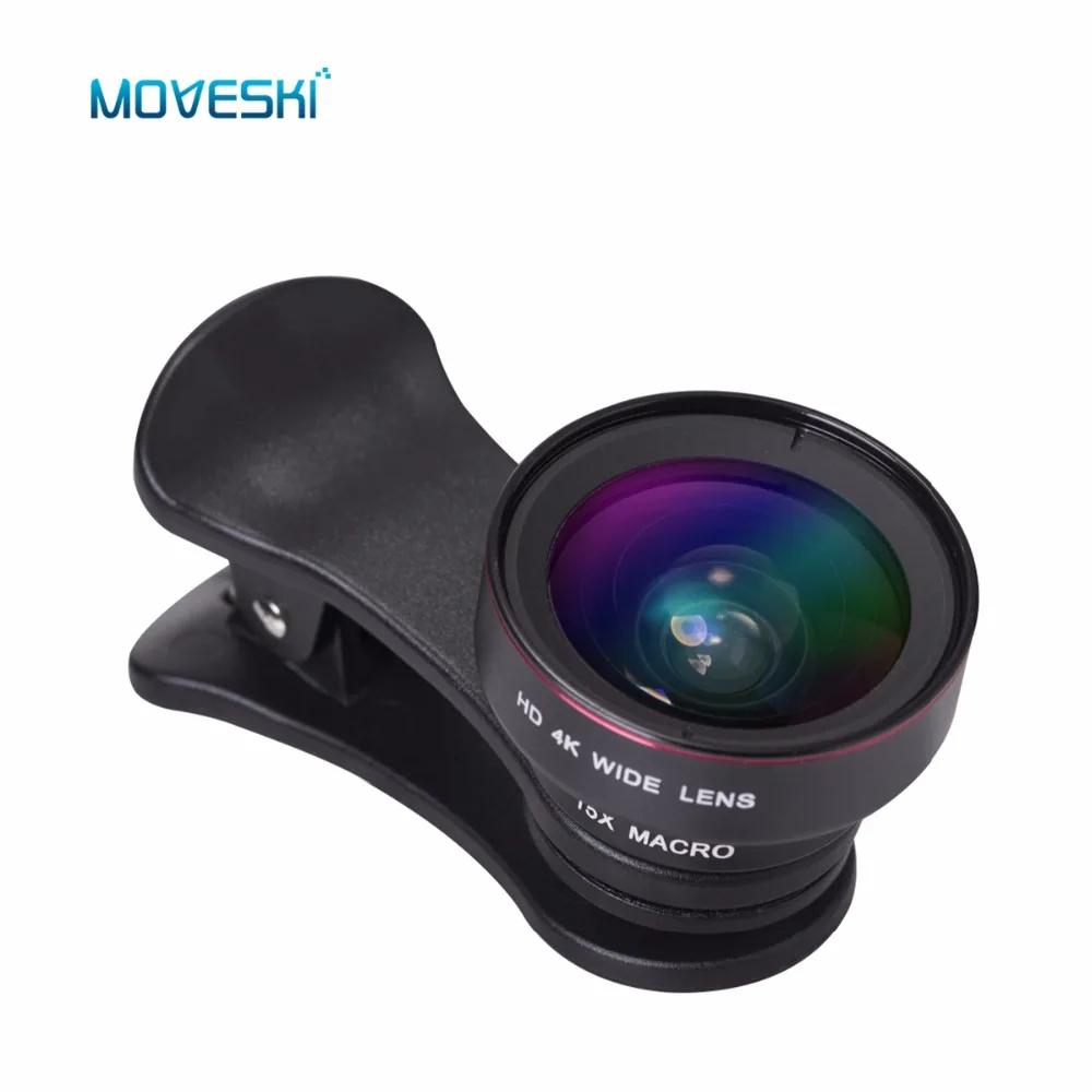 Moveski HL016 сотового телефона набор объектива 2-в-1 Широкий формат 4 K HD макрообъектив