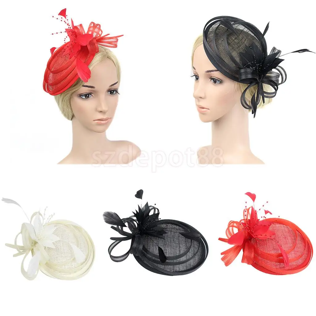 Womens Retro Feder Fascinator 20s Kopfschmuck Bridal Race Kirche Hut