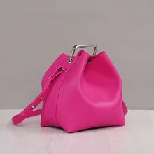 100% genuine leather crossbody bag guaranteed cowhide women handbag brand lady lock bags female handbag Square buckle Bucket Bag