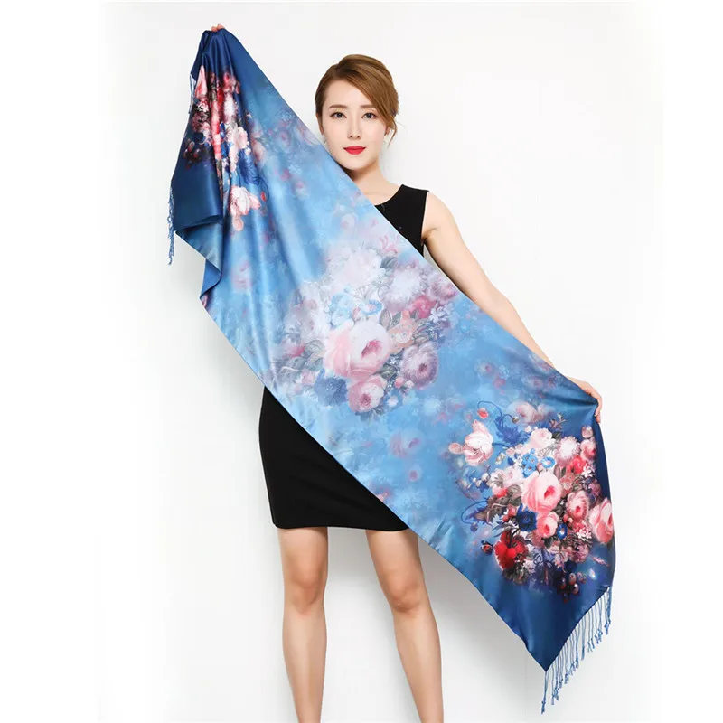 

New Thick Autumn winter women scarves Fashion long section double-sided brushed scarf Elegant Printed Chinese style silk Scarf