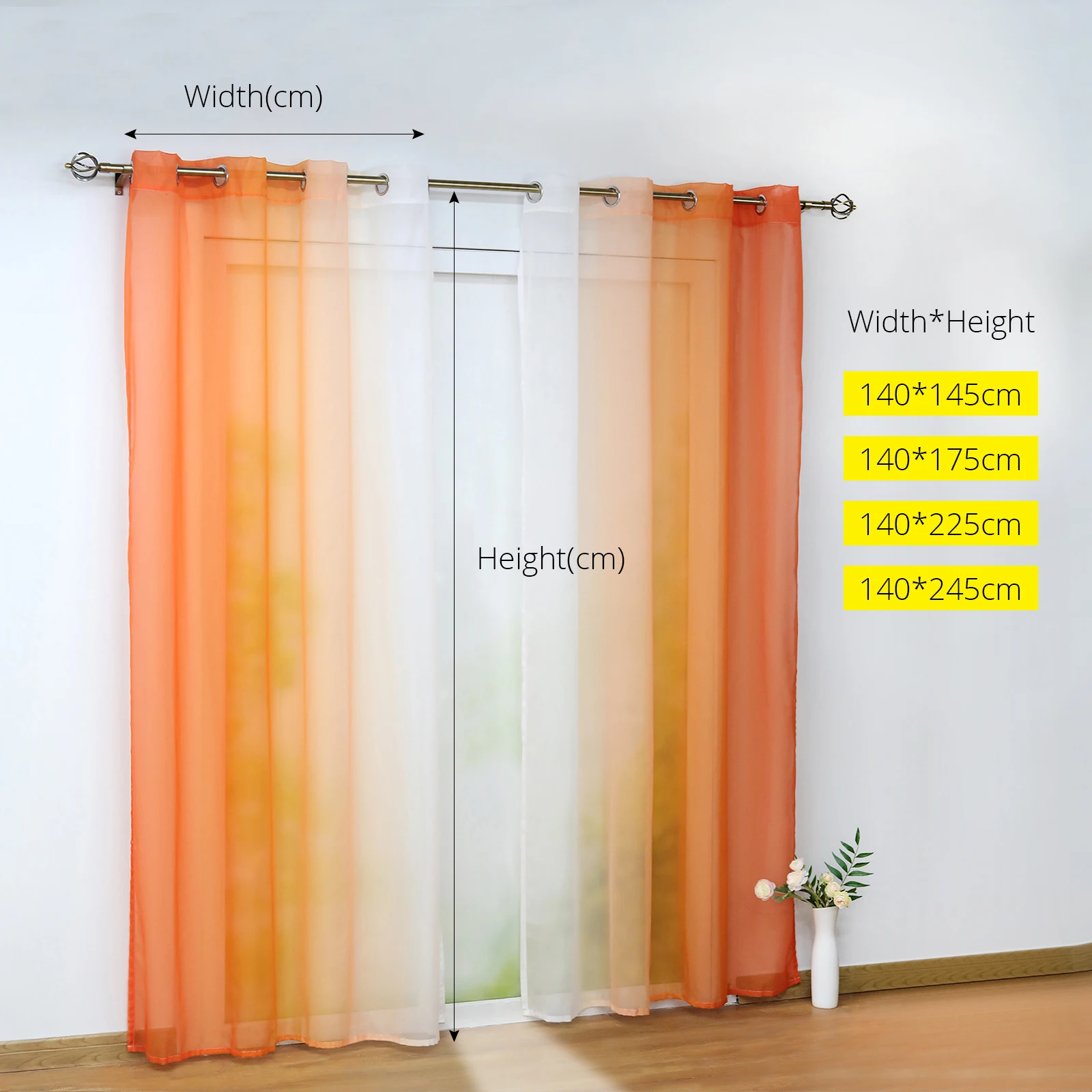 Cortina de ventana iSINOTEX Color degradado transparente tela de gasa de tul para sala de estar tratamiento de ventana de proyección 1 par/lote