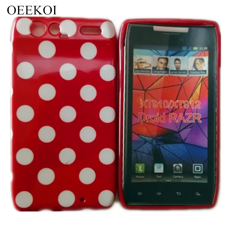 

OEEKOI Colorful Polka Dots Wave Soft TPU Case for Motorola Droid Razr XT910 XT912 Cellphone Bags