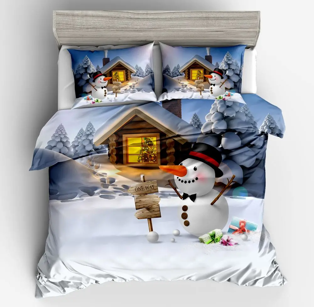 ثلج ديكور 3d الفراش مجموعات الشتاء شجرة الشمس المطبوعة غطاء لحاف وسادة القضية للكبار والأطفال 2/3 قطع أغطية نوم