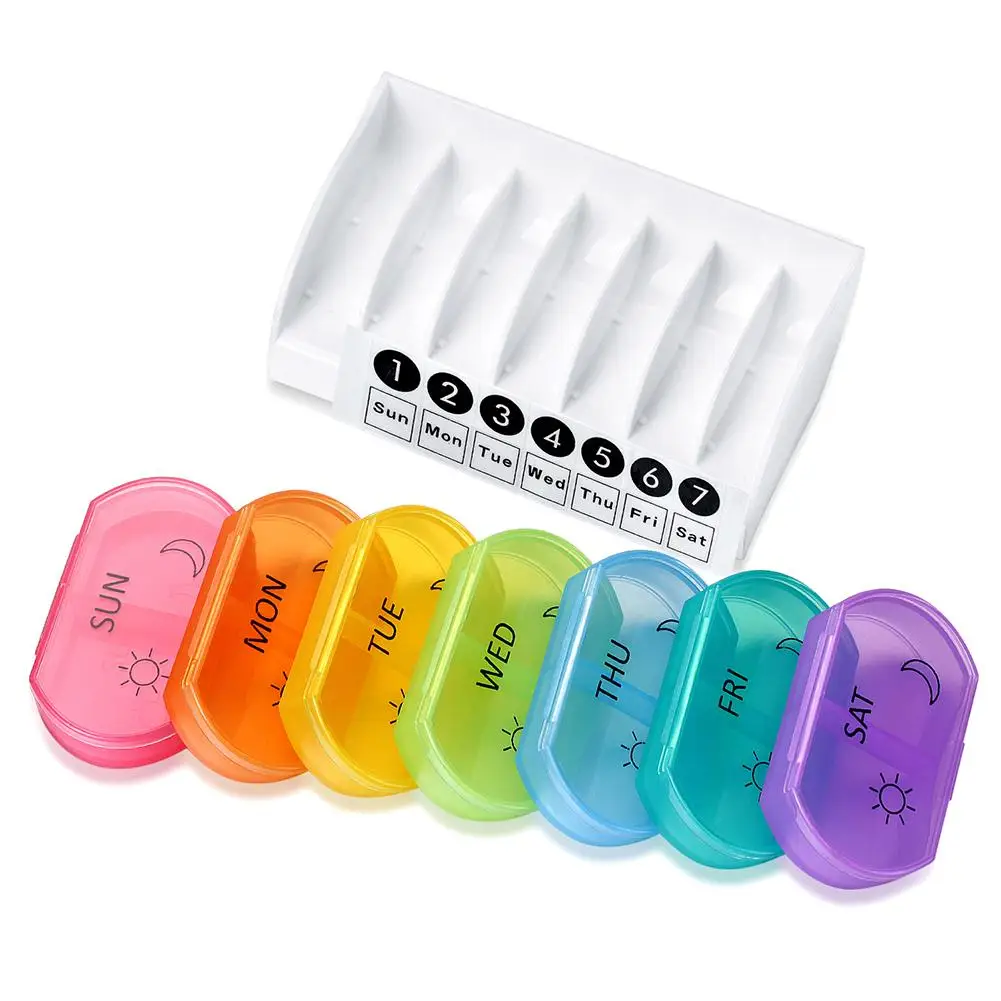 

7PCS Daily Pill Organizer Colorful Portable Mini 7-day Travel Pills Small Dispenser Storage Box Double Protection