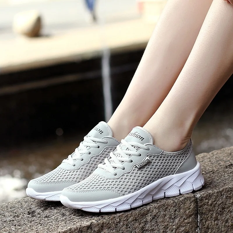 

Women casual shoes fashion breathable Walking mesh lace up flat shoes sneakers women 2019 tenis feminino black