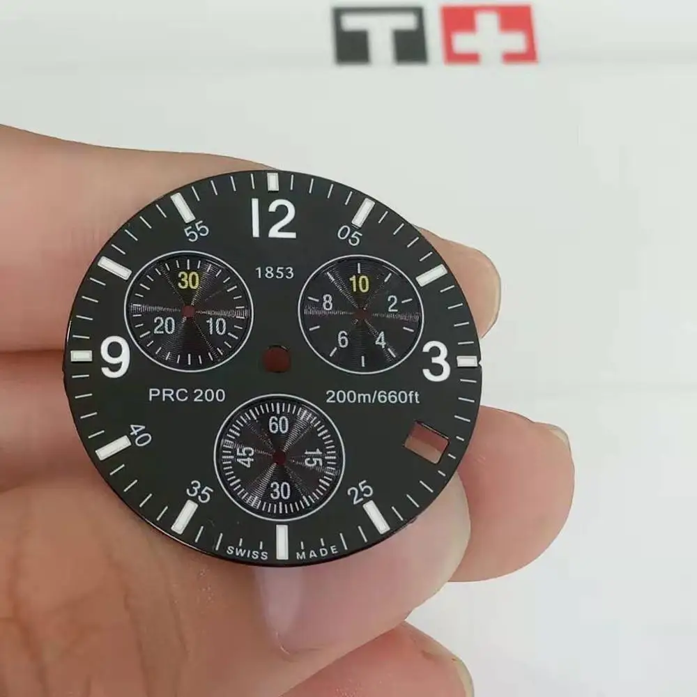 31 мм Циферблат часов для T461 мужской PRC200 кварцевые часы буквенные Часы Аксессуары Для T17 запчасти для ремонта - Цвет: Black dial with logo