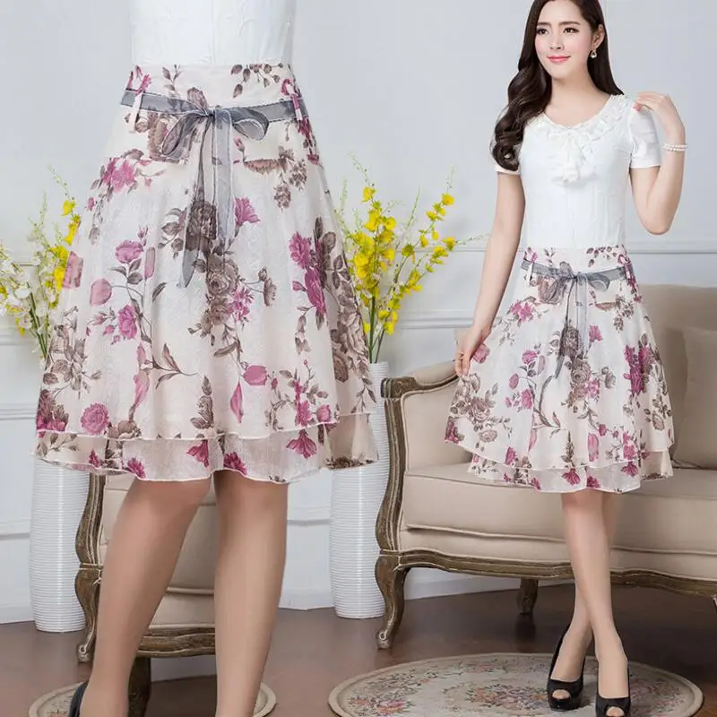 2019 Mujeres Cintura De Faldas Alta Verano Larga Picture Ly328 Tamaño Falda Moda Primavera Las Plus Mujer Y Floral YOCBrYnw