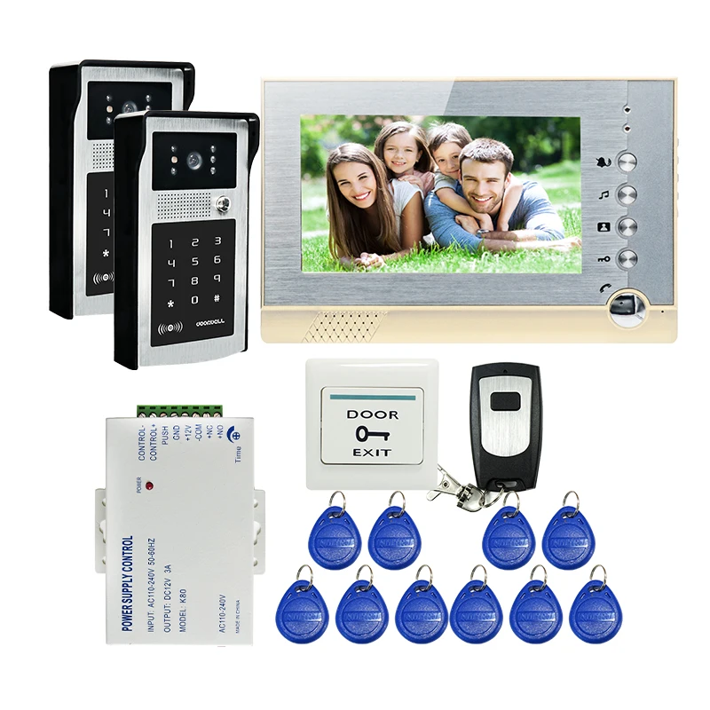 FREE SHIPPING 7 Monitor Record Video font b Door b font Phone Intercom System Outdoor RFID