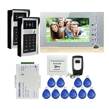 ENVÍO LIBRE 7 “Monitor de Grabar Video de La Puerta Sistema de Intercomunicación Teléfono + RFID Teclado de Acceso Contraseña 2 Timbre de La Cámara Al Aire Libre + 8G SD